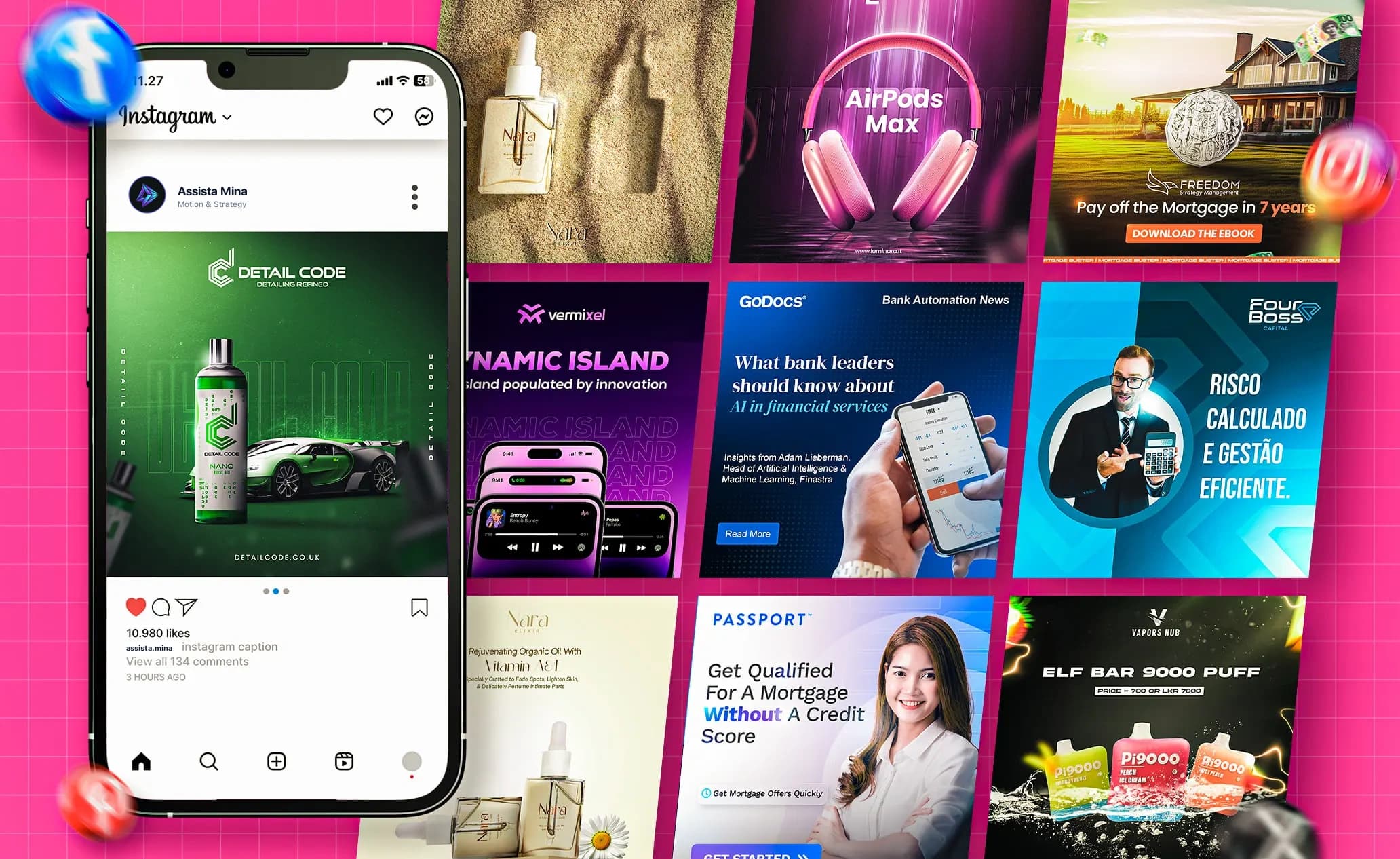 Social Media Carousel Posts & Graphic Design Showcase